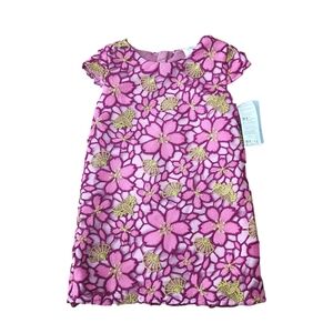 Disney Size 3 Girl's Emroidered Mulan Pink Floral Fan Shift Dress Nwt